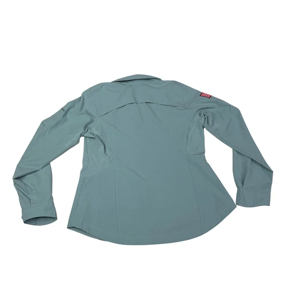 Columbia Womens Silver Ridge Long Sleeve Shirt Blue Grey Sun Valley AL7079 L‎